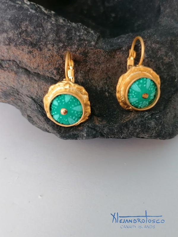 Pendientes colgar  dorado erizo