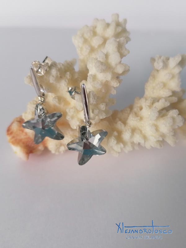 Pendientes swarovski estrella mar gris