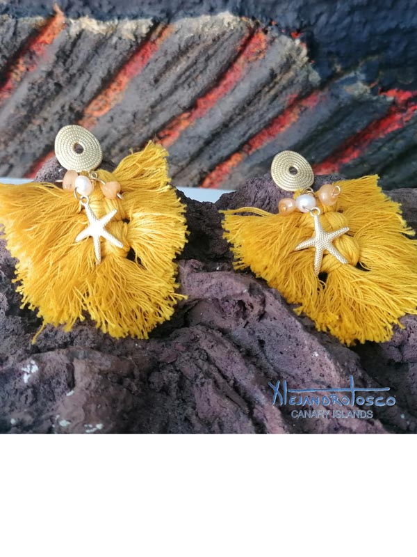 Pendientes crochet mostaza