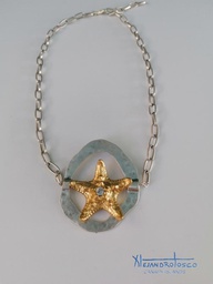[AT-J-XXX12] Collar eslabones plateada con estrella de mar natural