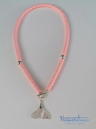 [AT-J-XXX65] Collar arcilla rosa abalón 