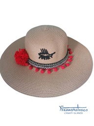 [AT-A-XXX121] Sombrero pamela rojo pez cuero