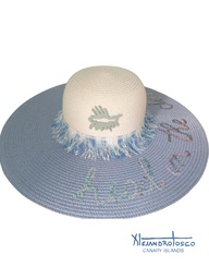 [AT-A-XXX125] Sombrero pamela azul pez cuero